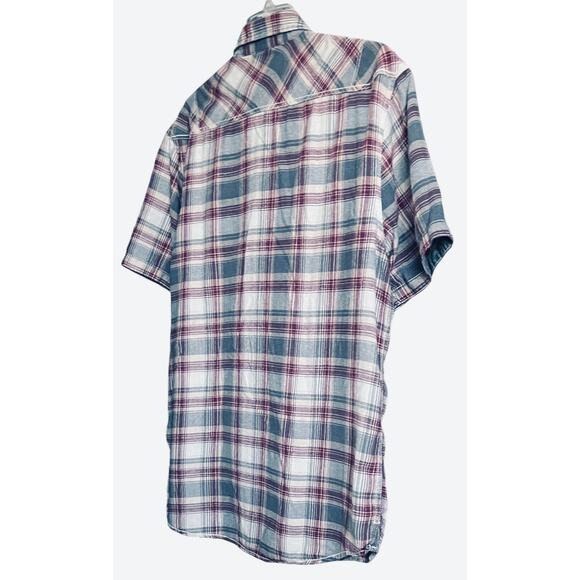 BKE ATHLETIC FIT SHORT SLV, SNAP FRONT, WESTERN SHIRT, MENS-2XL-BLUE PURP PLAID - Picture 5 of 12